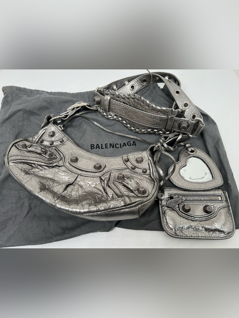 Balenciaga Le Cagole XS Shoulder Bag Metallized Silver